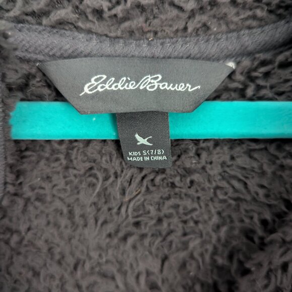 Eddie Bauer Youth (Kids 7/8) Grey Sherpa Fleece Jacket with Hood - Picture 3 of 4